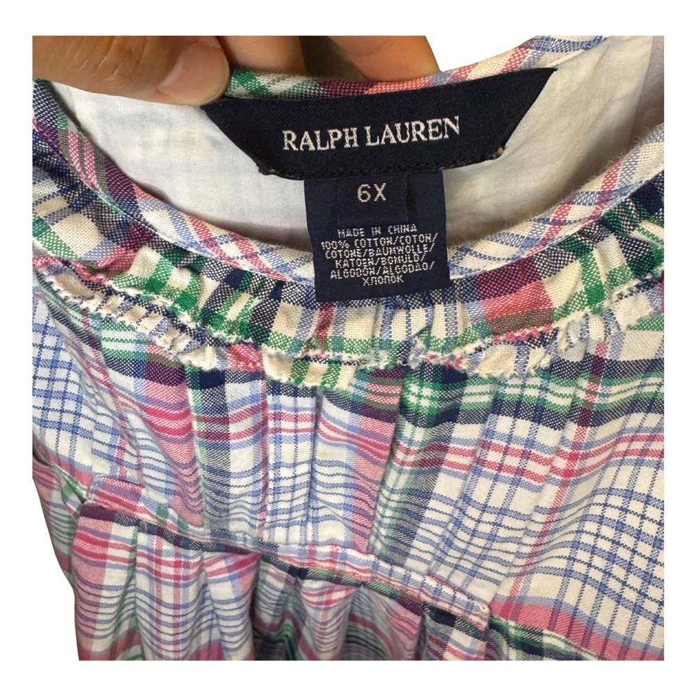 Ralph Lauren Girls Plaid Ruffle Dress – Size 6X - Picture 2 of 6